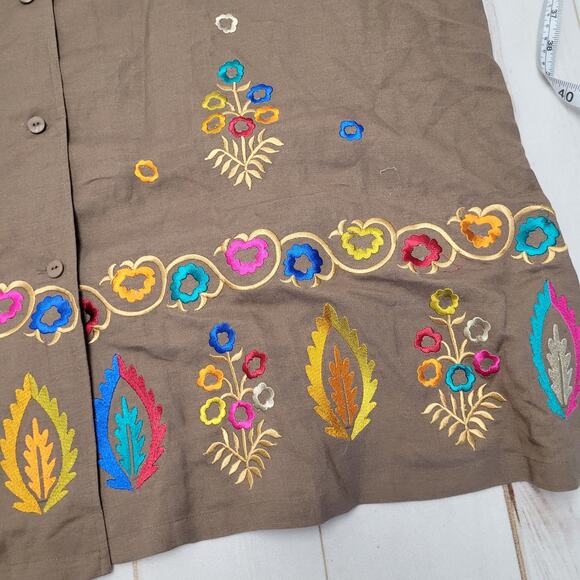 Vintage Linea Louis Dell'Olio linen heavily embroidered button down top - Picture 4 of 7